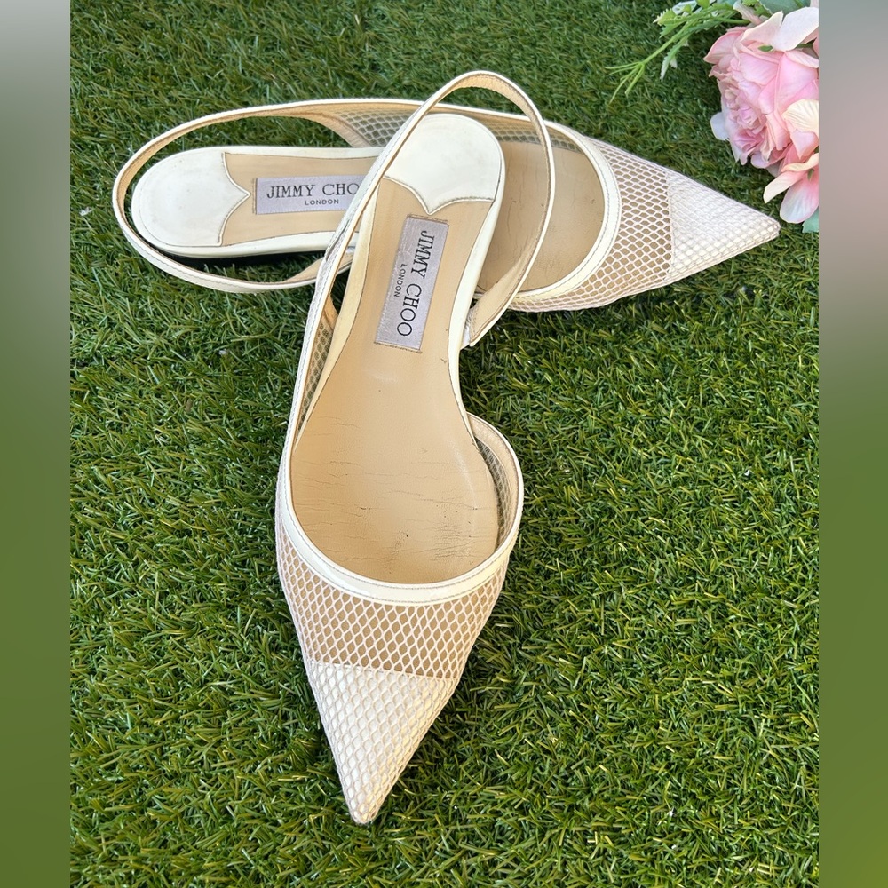 Jimmy Choo
White Mesh Fetto Slingback Flat women size 9 preowned - Picture 9 of 16